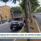 Viatura da Rota perde controle e atinge motociclista.