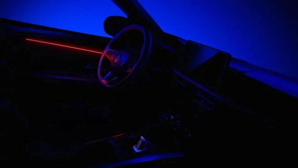 Interior do Renault Kardian, com freio elétrico e tela de 8".