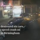 Audi em alta velocidade atinge 6 veículos.