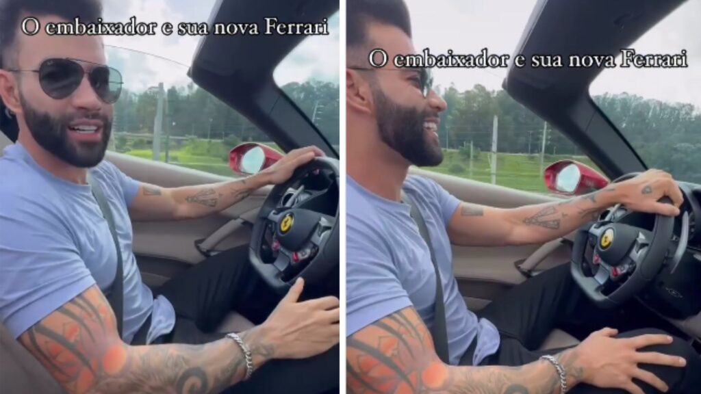 Gusttavo Lima e sua nova Ferrari.