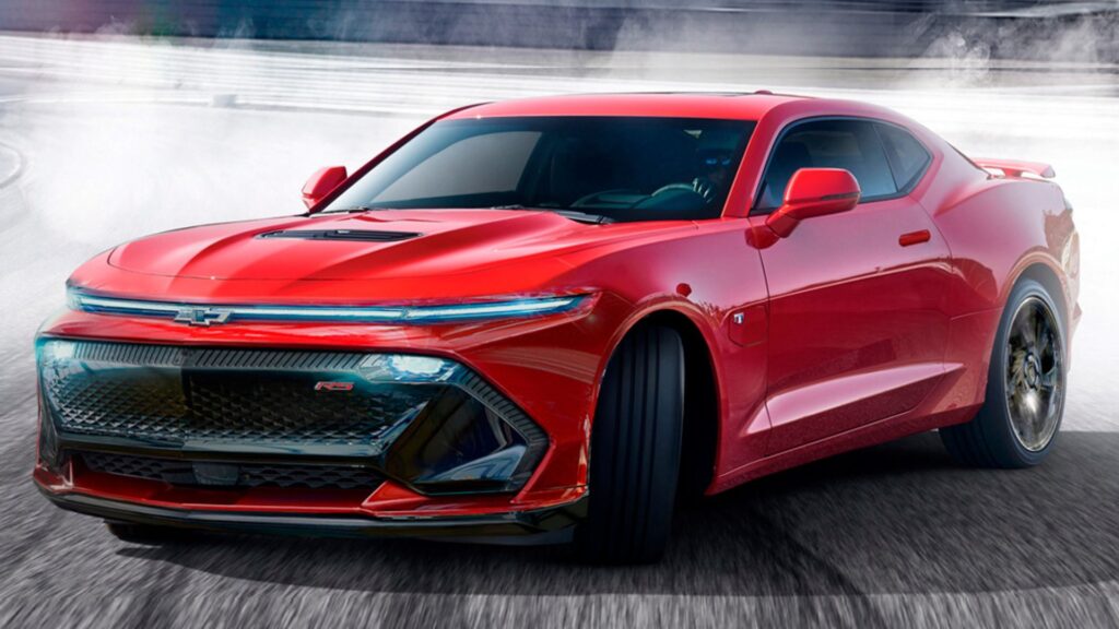 Chevrolet Camaro 2025 vermelho na pista