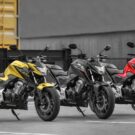 Três CB 300F Twister 2025 estacionadas