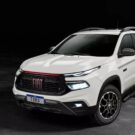 Fiat Toro 2025 branco em fundo escuro