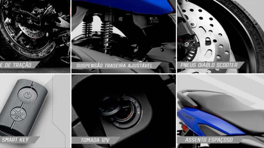 Equipamentos da NMAX 160 2025.