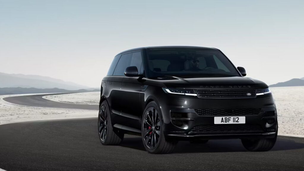 Land Rover Range Rover Sport 2025 preto na diagonal.