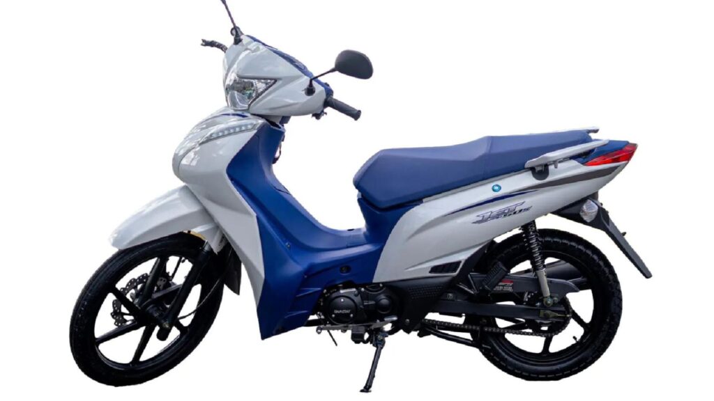 Shineray JET 50S 2025 cinza com banco azul.