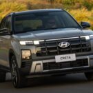 Dianteira do Hyundai Creta na estrada.