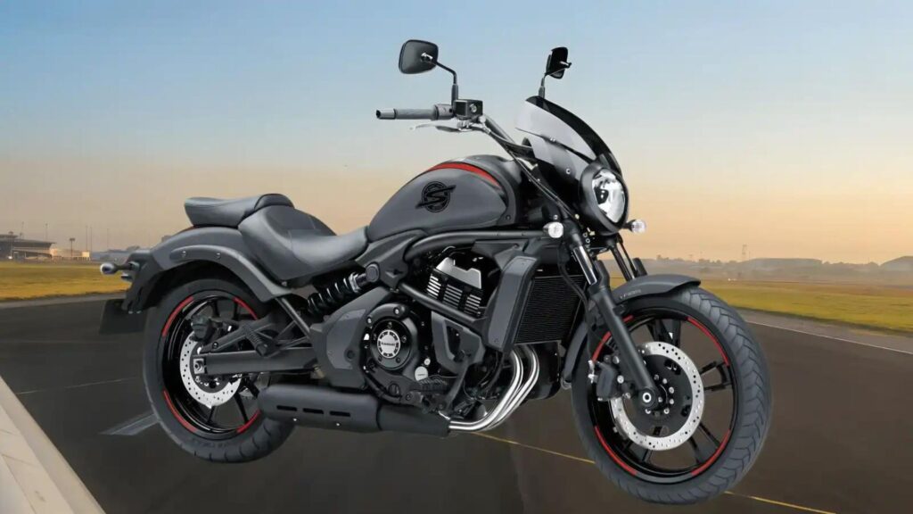 Kawasaki Vulcan S 2025 preta com vermelha.