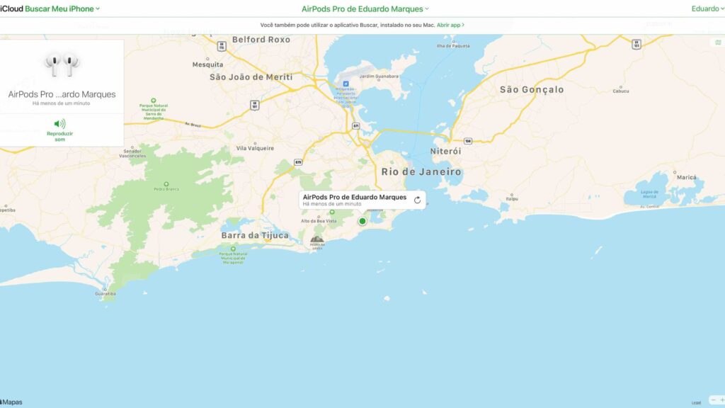 Localização do Airpods.