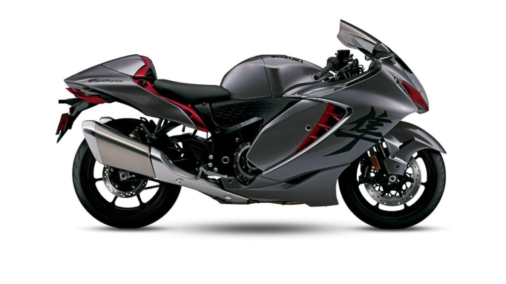 Lateral da Suzuki Hayabusa 2025 em fundo branco.
