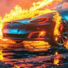 Carro elétrico pegando fogo.
