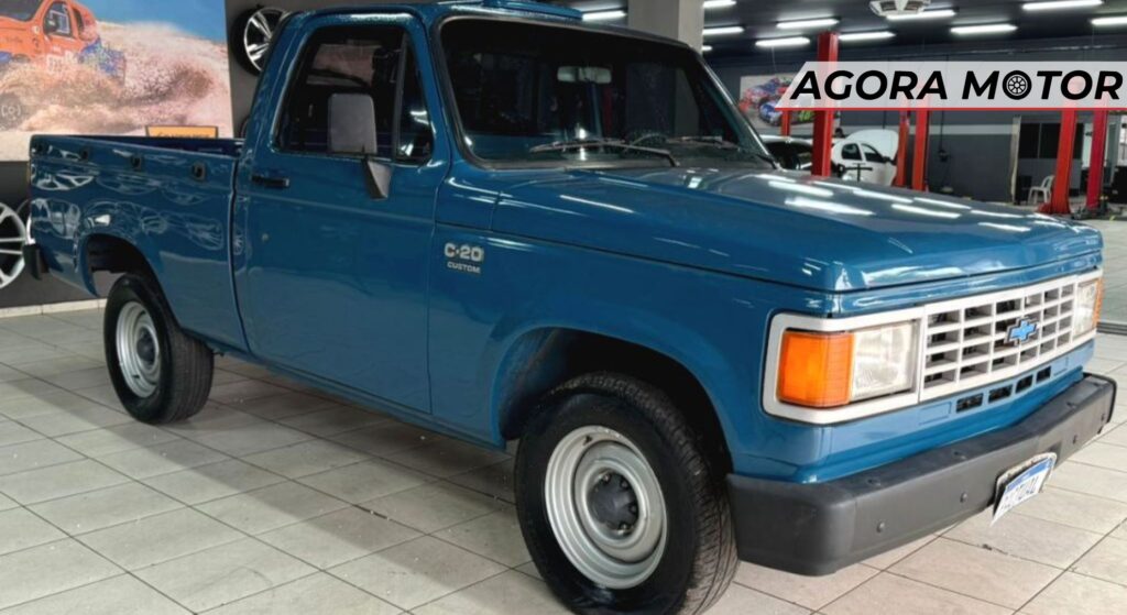 Chevrolet C-20 azul de lado.