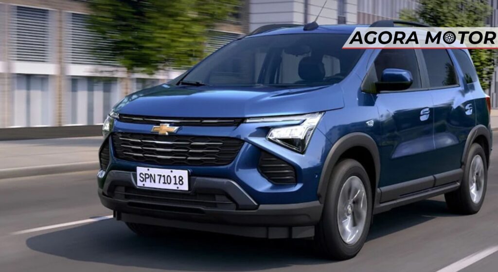 Chevrolet Spin azul em velocidade.