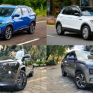 Vários SUVs de cores diferentes.