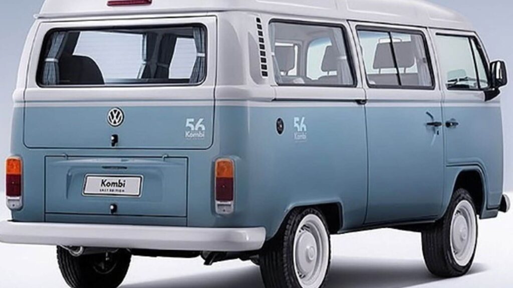 traseira volkswagen kombi azul com branca
