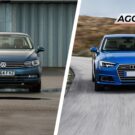 Volkswagen e Audi de frente.