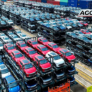 Carros da GWM empilhados.