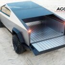 Tesla Cybertruck parado de costas.