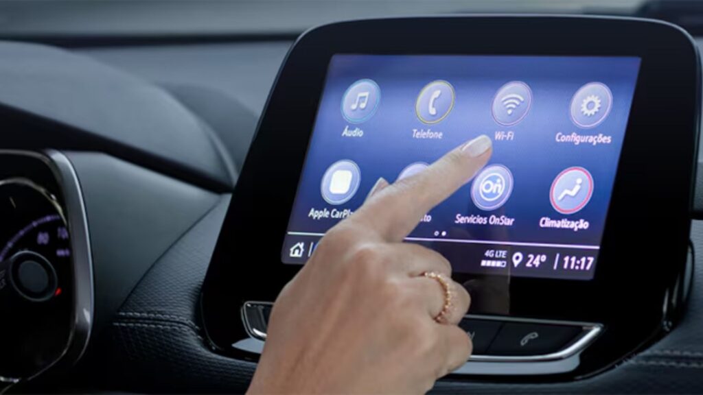 Painel multimidia da chevrolet com Android Auto.