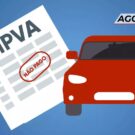 Desenho do documento do IPVA ao lado de um carro.