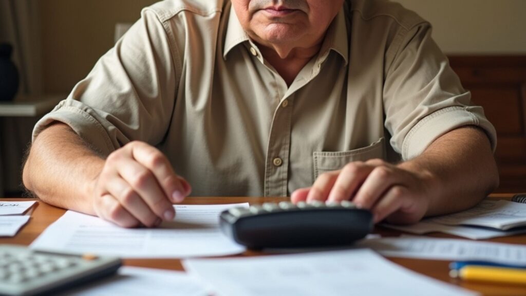 Pessoa fazendo a conta de juros no financiamento.