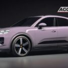 Porsche Golf EV branco parado na diagonal.