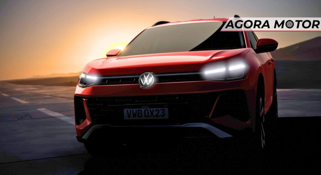 Volkswagen Tera vermelho parado de frente.