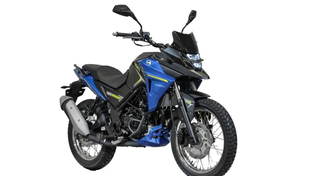 Dafra NH 190 azul no fundo branco.