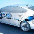 Híbrido em funcionamento na estrada.