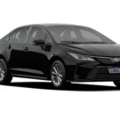 Toyota Corolla GLI preto na diagonal em um fundo branco.