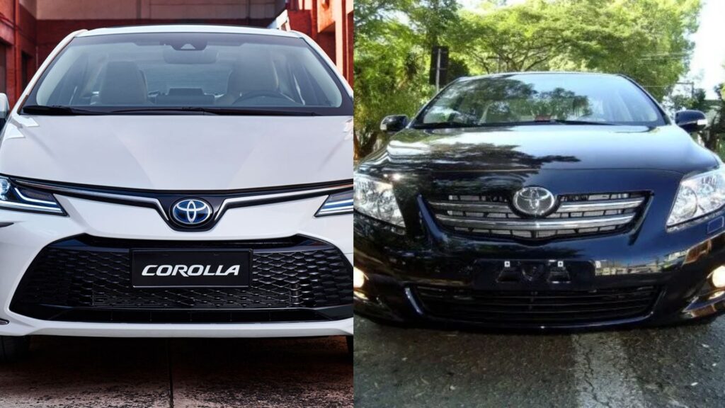 Dois corollas de frente.