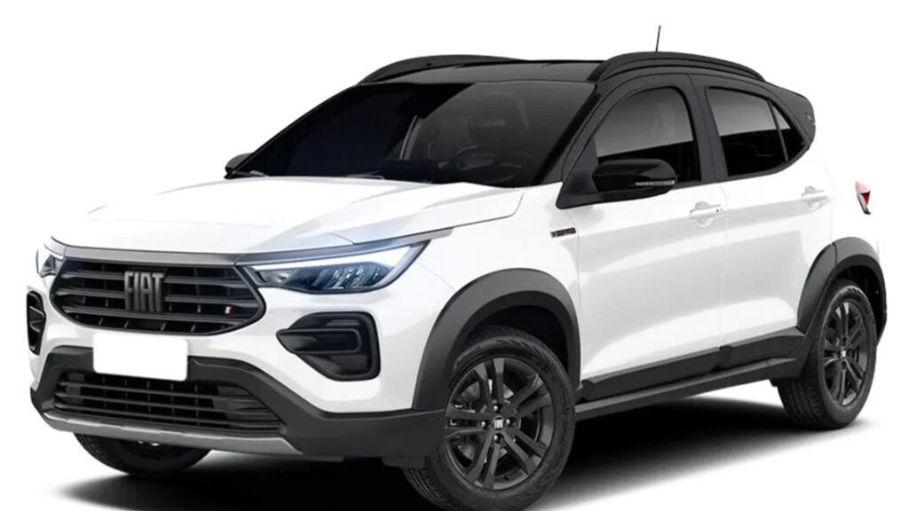 Fiat Pulse branco na diagonal no fundo branco.