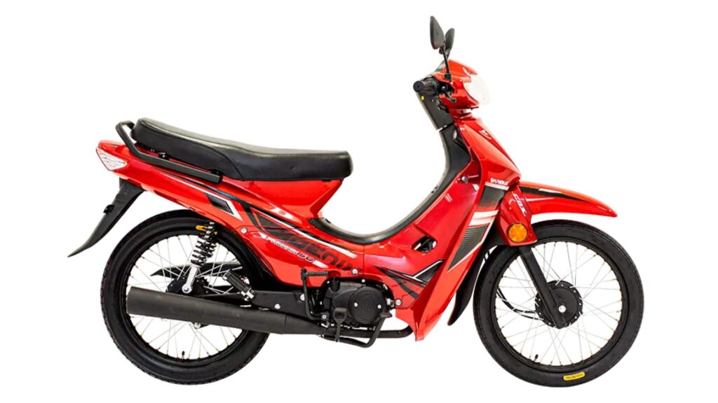 Shineray Phoenix 50 vermelha no fundo branco.