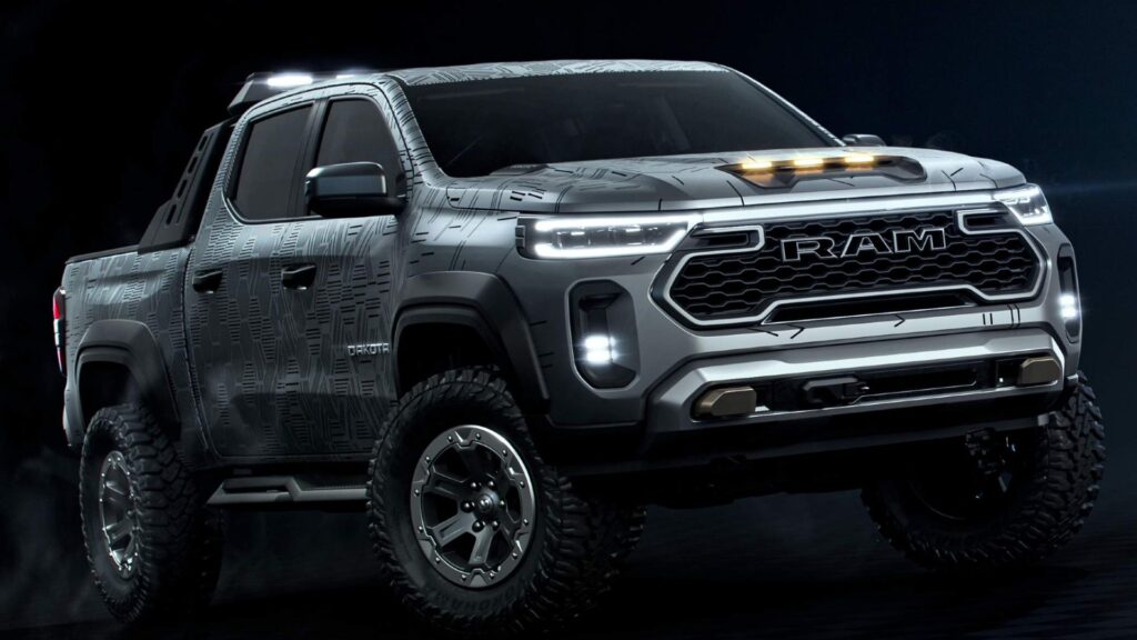 Ram Dakota 2026 na diagonal.