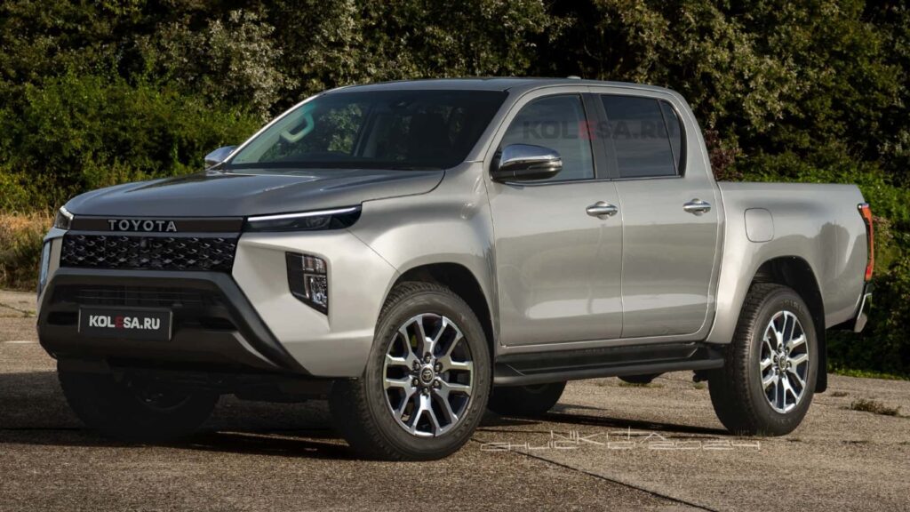 Toyota Hilux híbrida na diagonal.