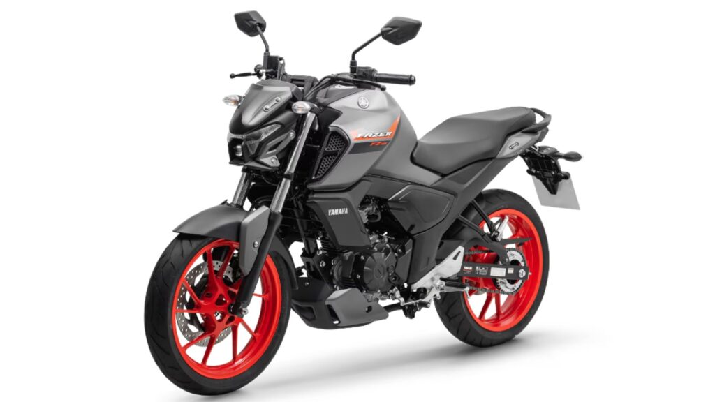 Yamaha Fazer FZ15 ABS Connected 2025 cinza com laranja.