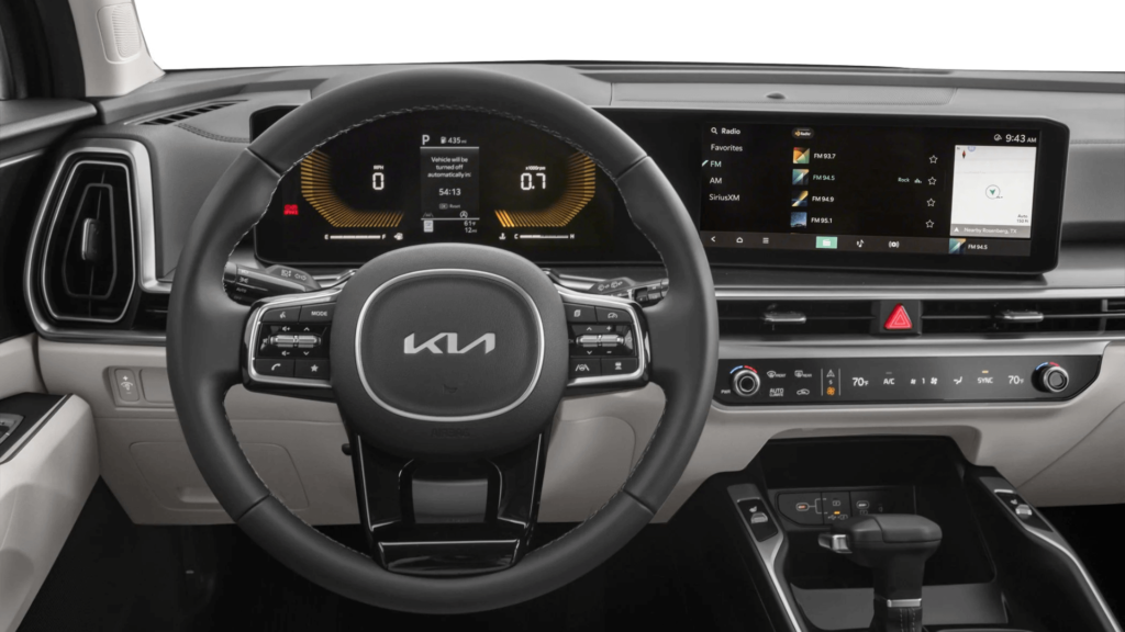 Volante e painel do novo Kia Sorento 2026.