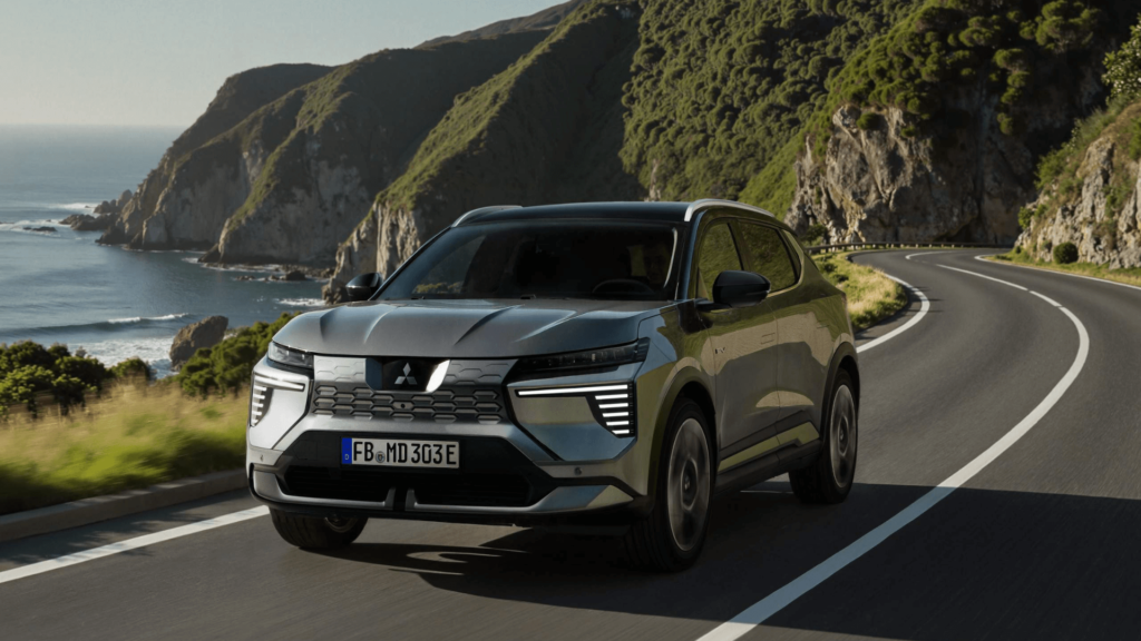 Novo Mitsubishi Eclipse Cross  Elétrico em movimento na estrada.