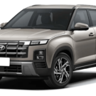 Hyundai Creta 2026 cinza parado na diagonal em um fundo branco.