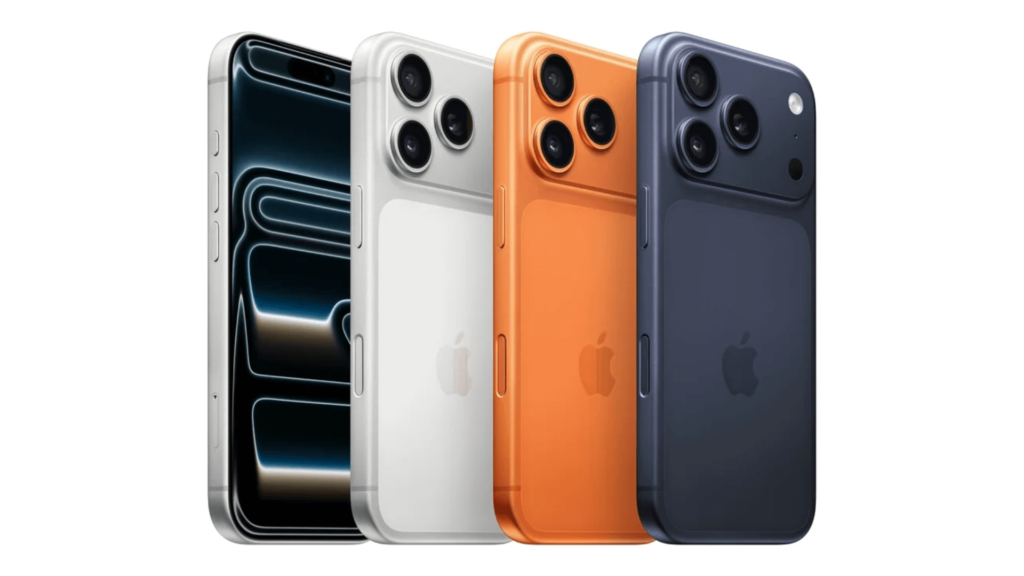 4 iPhone 17 no fundo branco.