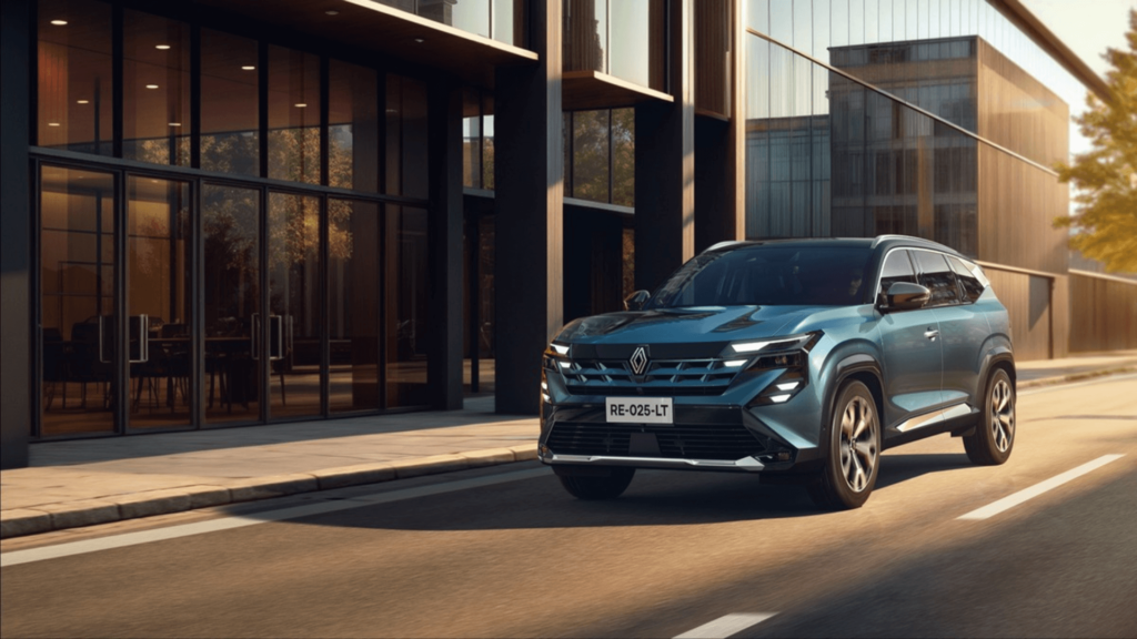 Renault Boreal azul parado na beirada da estrada.