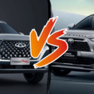 Toyota Yaris Cross de um lado e do outro CAOA Chery Tiggo 7 Pro.