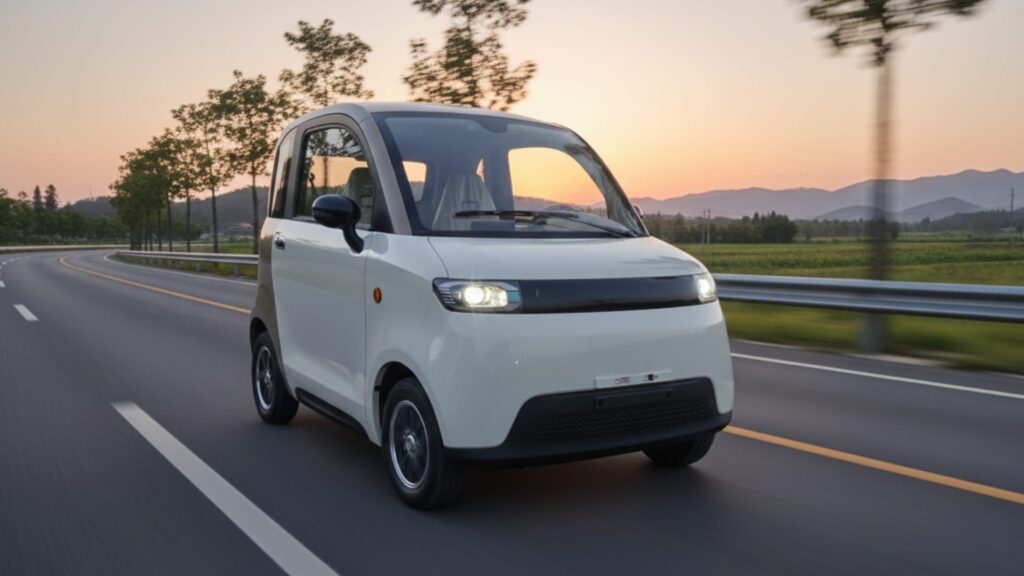 Aima A05 branco em movimento.