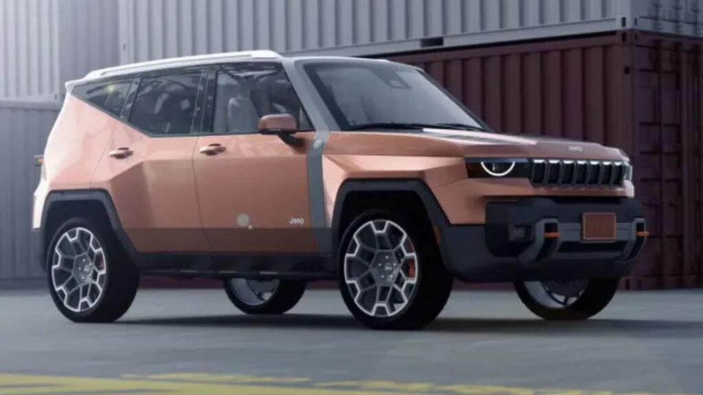 Jeep Renegade 2027 bege na diagonal.