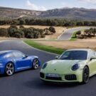 Duas Porsche 911 azul e amarela.