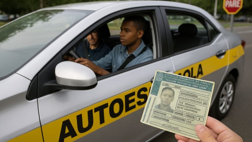 Homem fazendo aula de autoescola