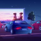 Desenho de carros no Cinema drive-in